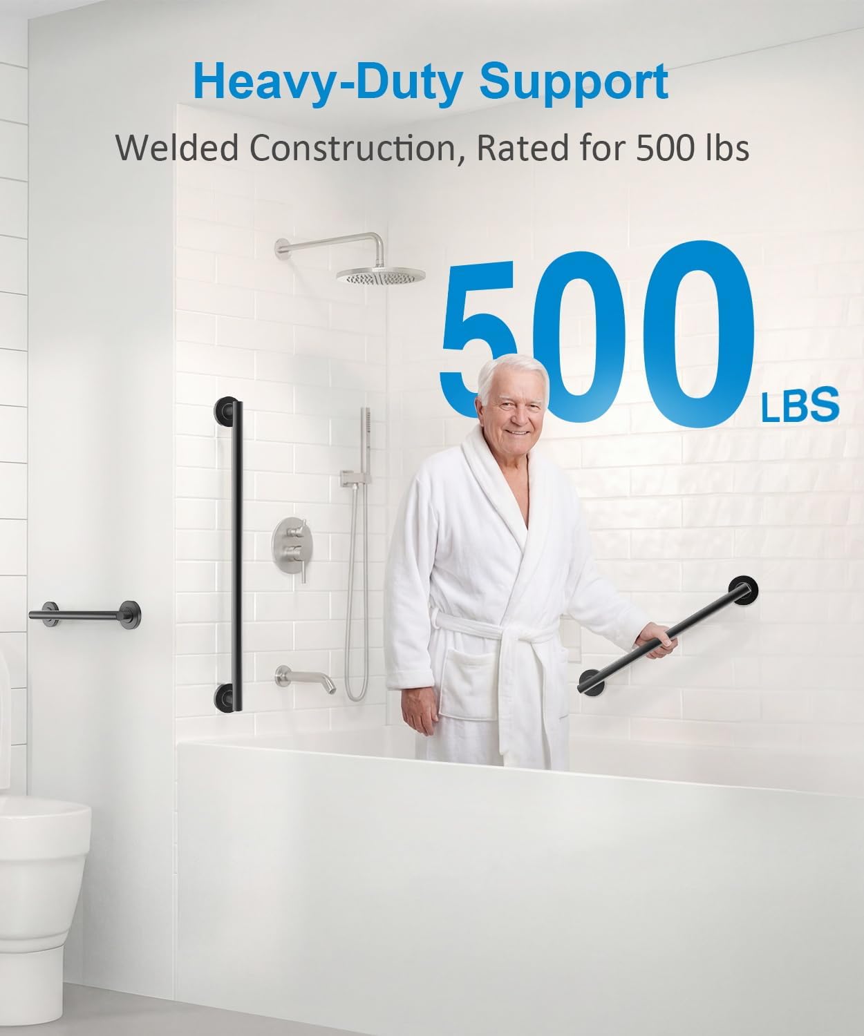 Shower Grab Bar Set, ADA Compliance Brushed Stainless Steel Handicap Grab Bar for Bathtubs and Showers, Modern 3-Pack 18" 24" 36" Shower Safety Bars for Seniors