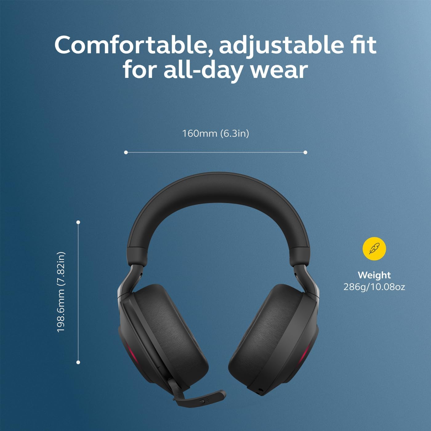 Jabra Evolve2 85 Wireless PC Headset – Noise Cancelling UC Certified Stereo Headphones with Long-Lasting Battery – USB-C Bluetooth Adapter –