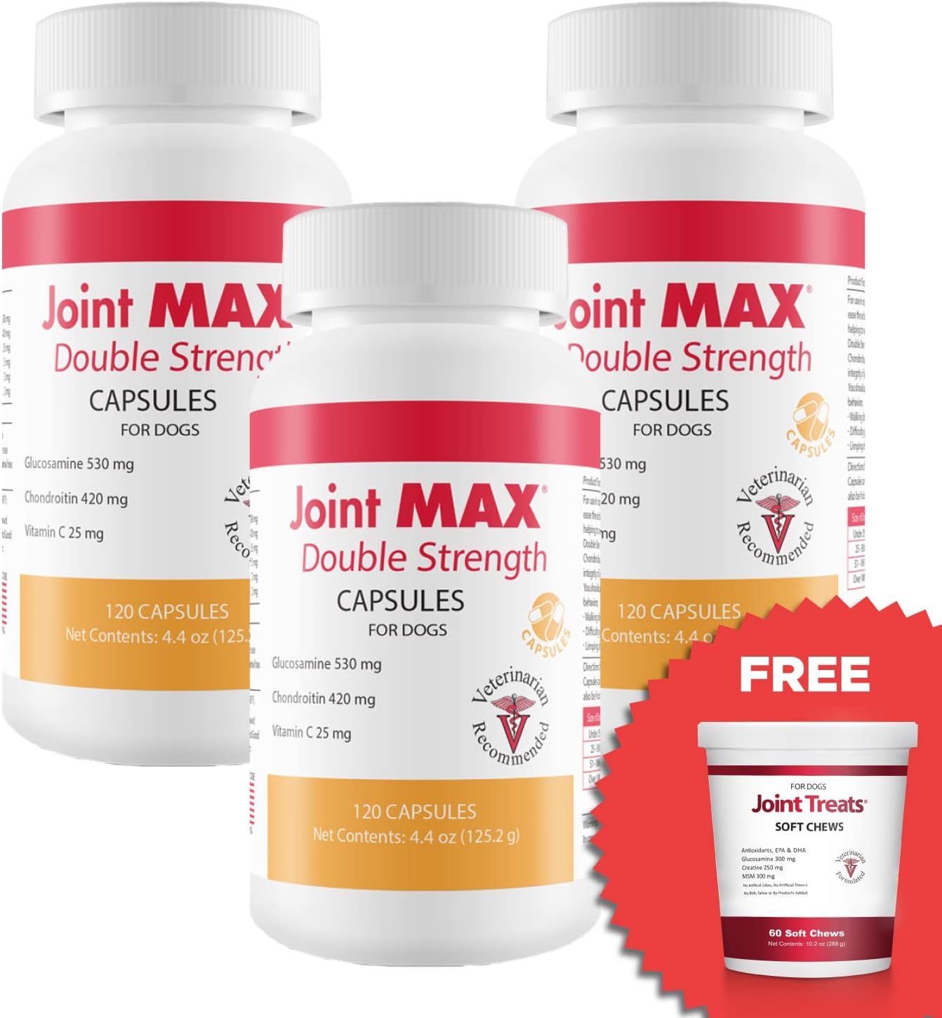 Double Strength (DS) Capsules for Dogs, Glucosamine, Chondroitin, Vitamins and Antioxidants