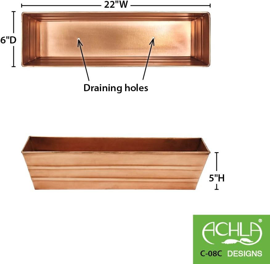 Achla Designs Galvanized Window Flower Box Planter-Green-Medium (24" L x 9.5" W x 7.5" H)