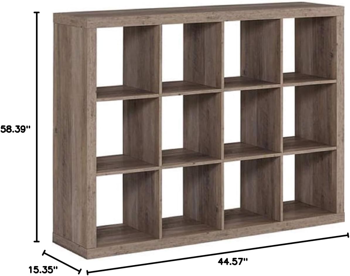 Better Homes and Gardens.. Bookshelf Square Storage Cabinet 4-Cube Organizer (Weathered) (White, 4-Cube) (Rustic Gray, 12-Cube)