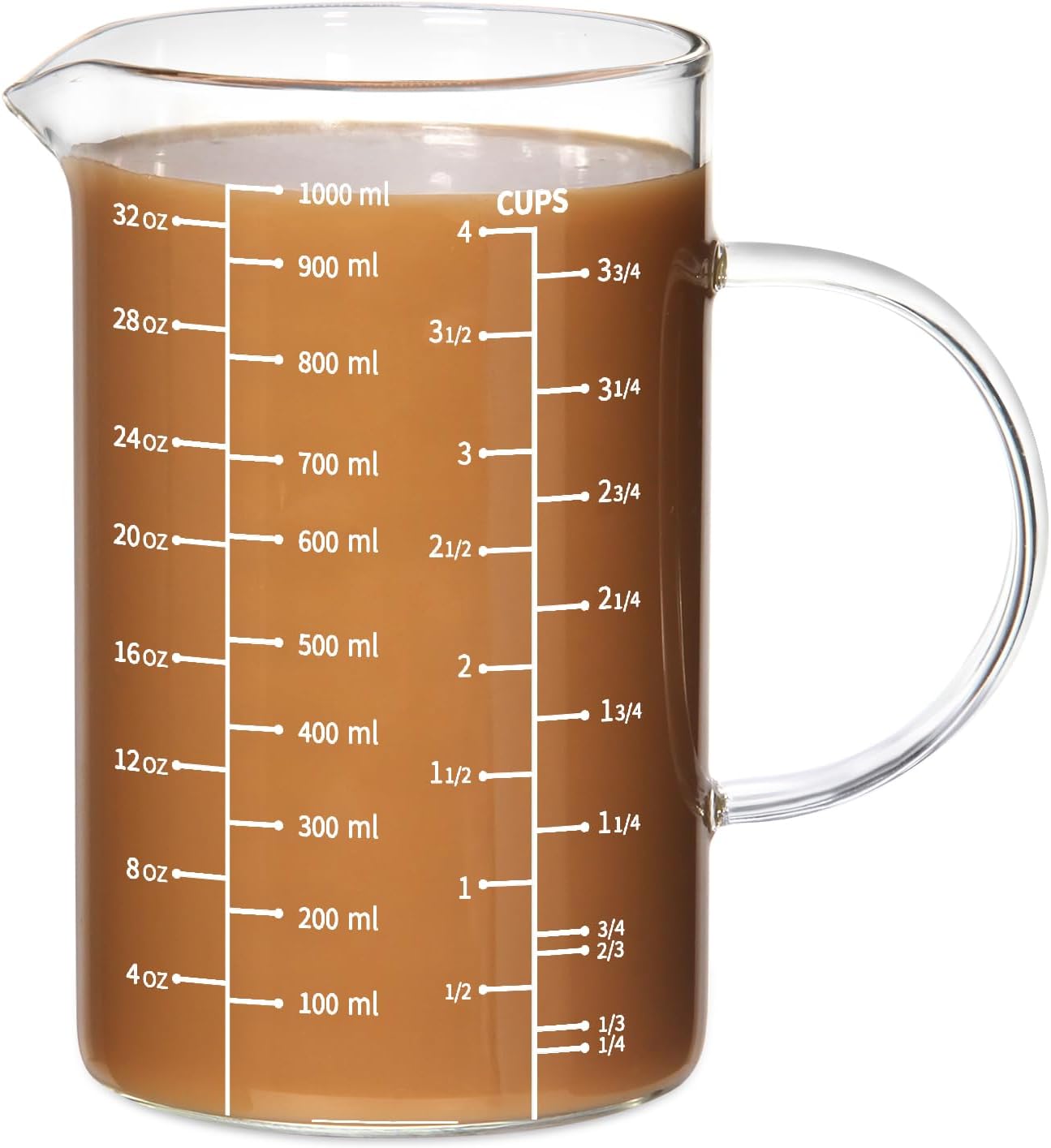 2 Cup Glass Measuring Cup, [Insulated handle, V-Shaped Spout], High Borosilicate Glass Measuring Cup for Kitchen or Restaurant, Easy To Read, 500 ML (0.5 Liter, 2 Cup)