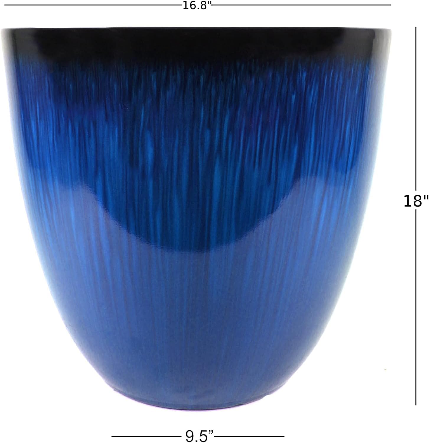 (EPR15-204) Large Egg Shaped Planter - Modern Indoor & Outdoor Decorative Flower Pot/Box (15 Inch, Blue Flower)