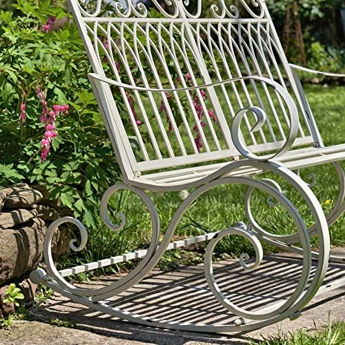 Zaer Ltd. Outdoor Metal Rocking Arm Chair (Arm Chair, Antique White)