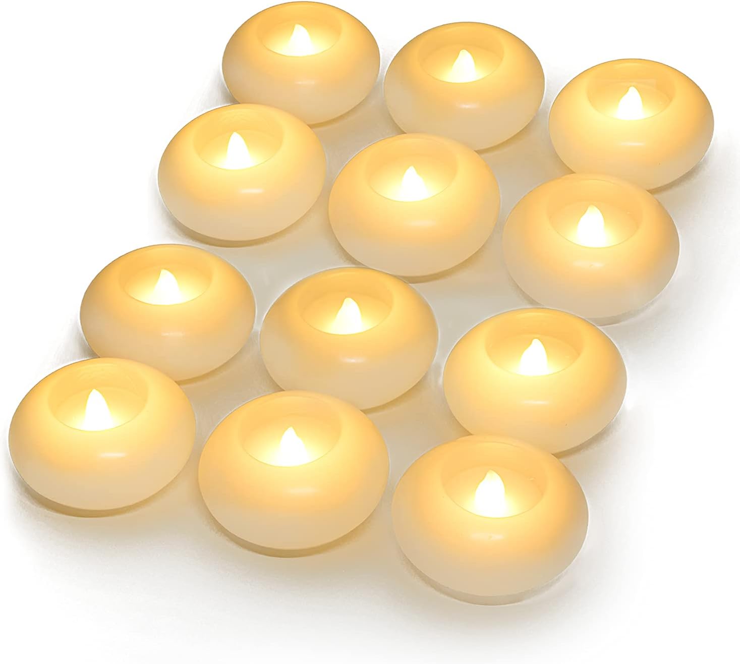 Homemory 3 Inch Flameless Floating Candles, White Real Wax, 100+ Hour, Battery Flickering Waterproof Tealights-Wedding Centerpiece, Engagement