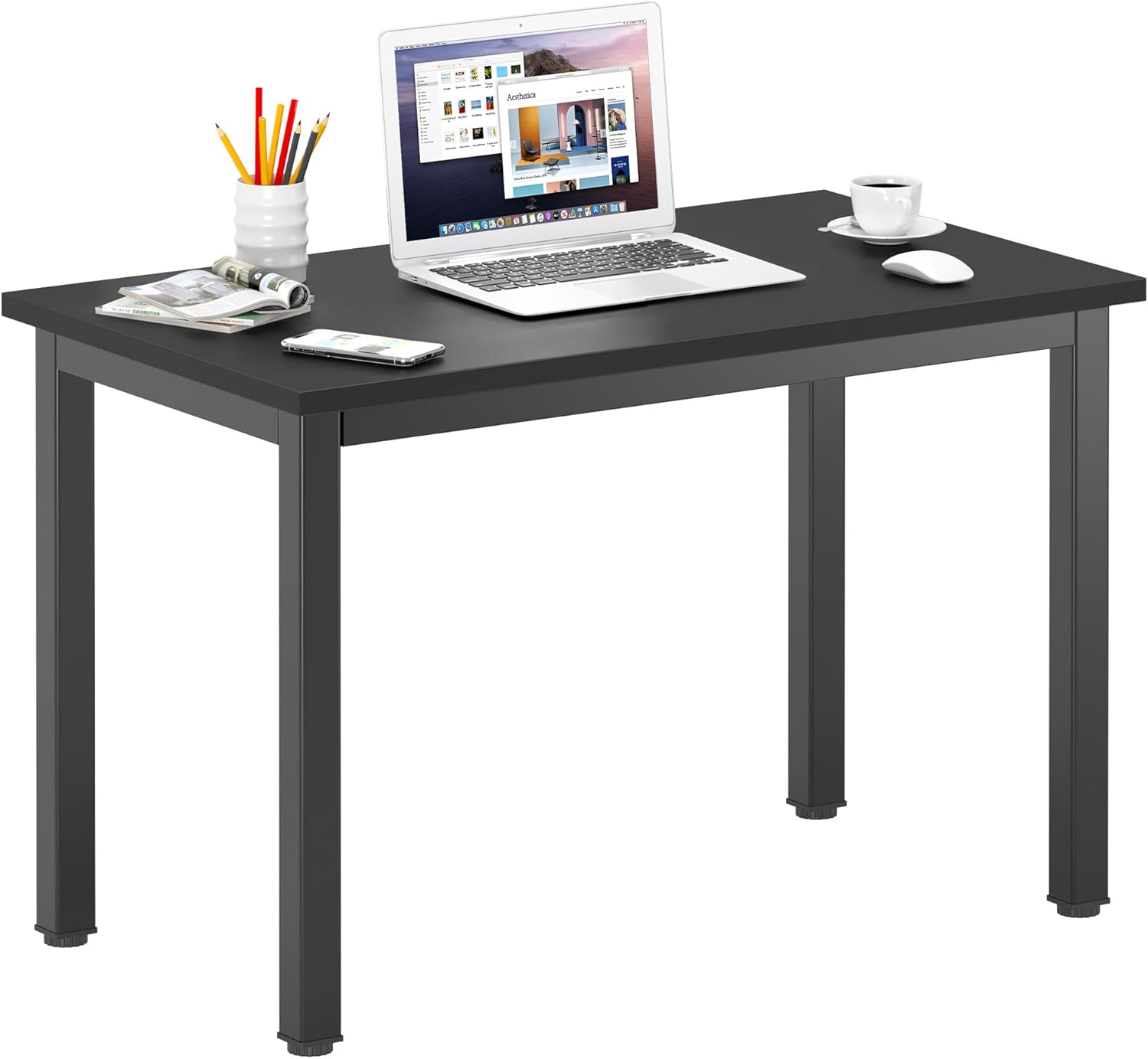 DlandHome 47 inches Medium Computer Desk for Bedroom, Retro