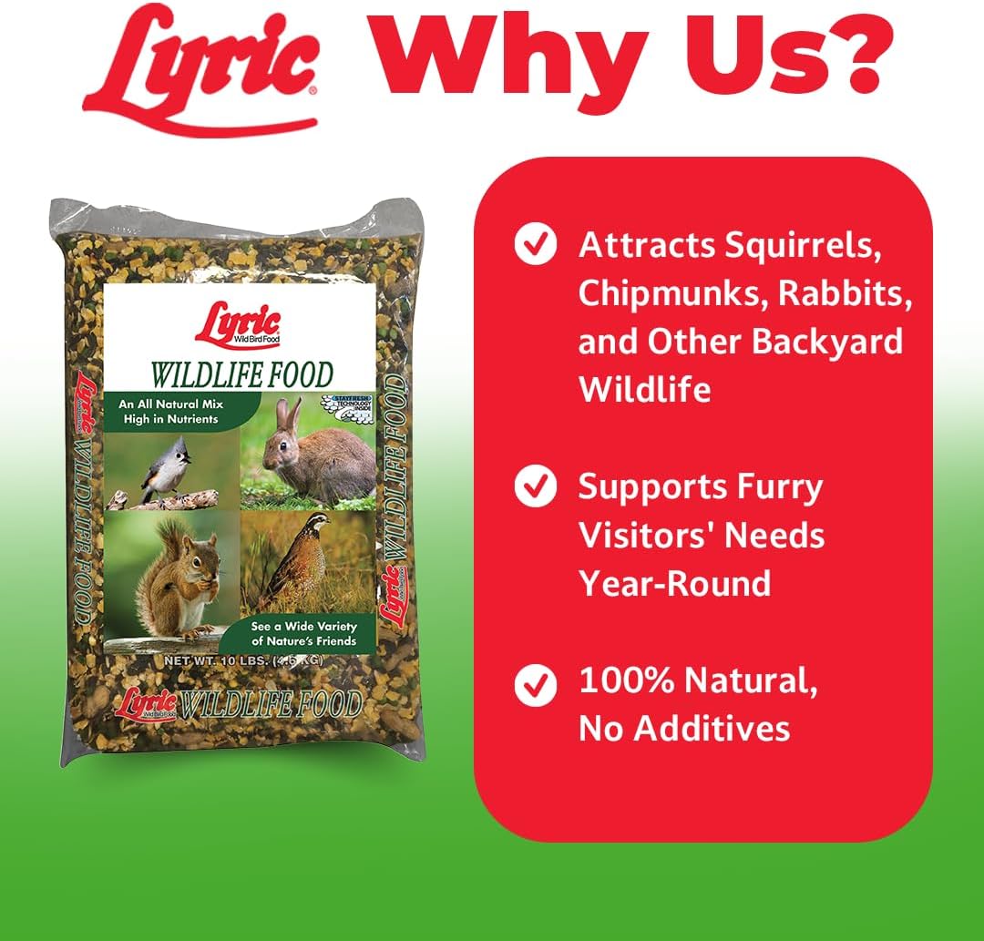 Lyric Wildlife Critter Food for Deer, Squirrels, Turkeys & Rabbits, Wild Bird Seed for Outside Feeders, 10 lb Bag | Food for Deer, Squirrels