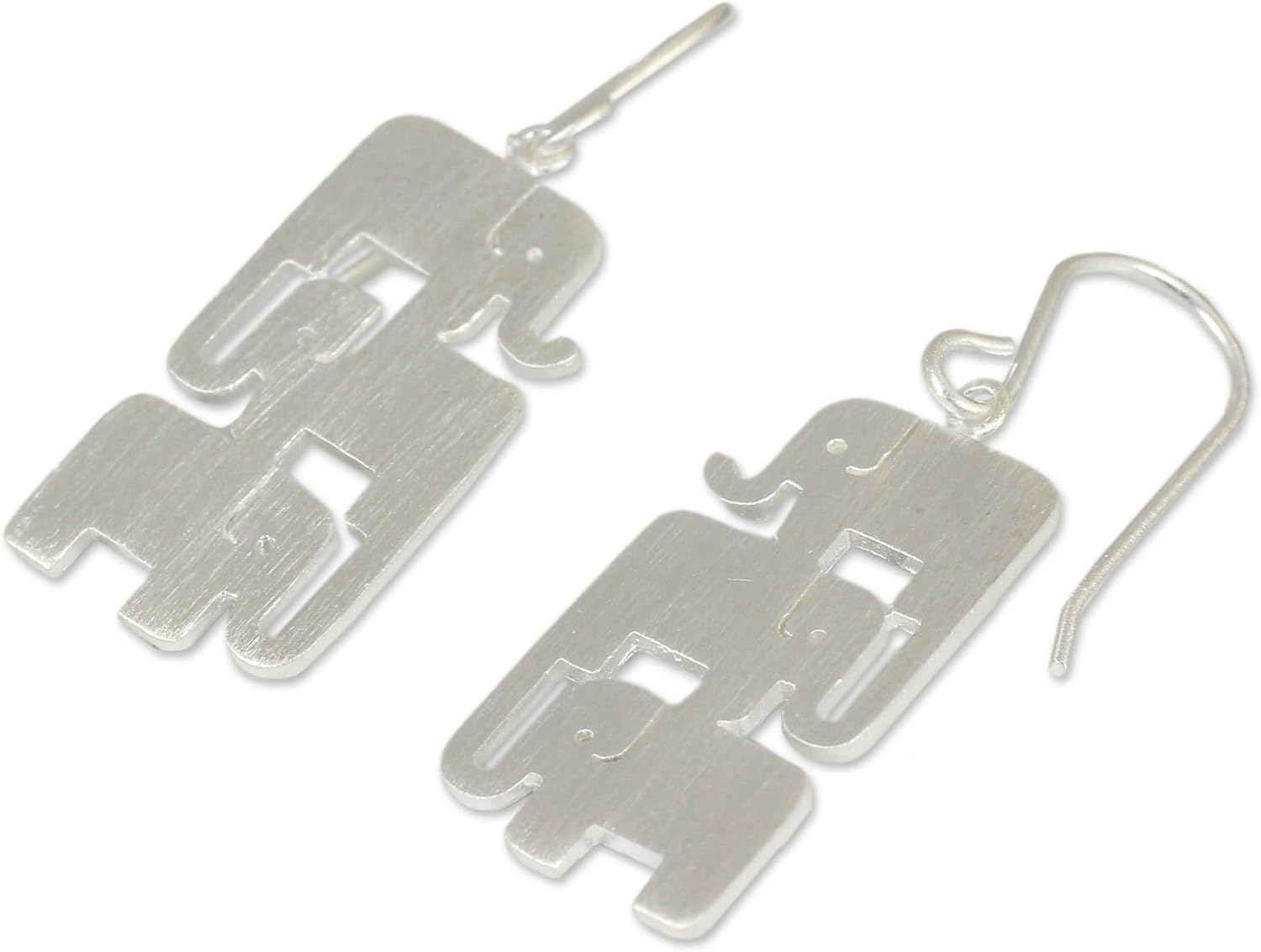 NOVICA Artisan Handmade .925 Sterling Silver Dangle Earrings Thailand Animal Themed 'Elephant Stack'
