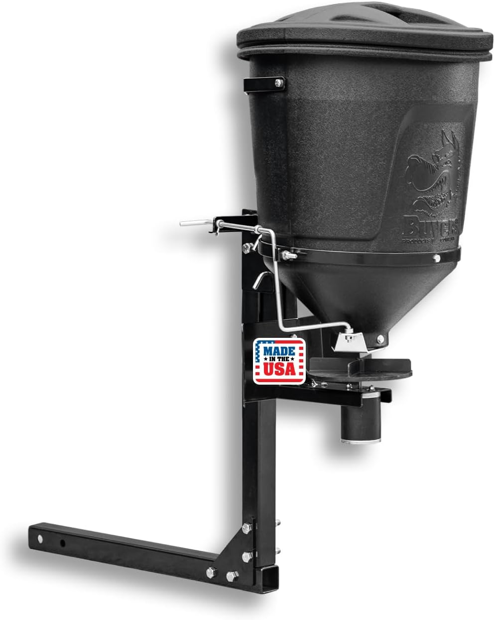 Buyers Products UTVS16 UTV/ ATV Broadcast Spreader, 150 lb Capacity, Receiver Hitch Mount, for Salt, Grass, Seed, Fertilizer & Feed