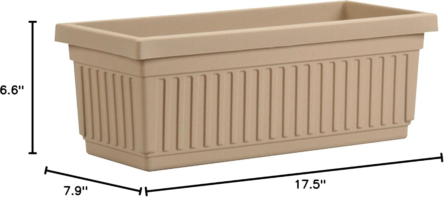 Rectangular Planter Box [Set of 6] Color: Sandstone, Size: 6.38'' H x 17.5'' W x 6.75'' D