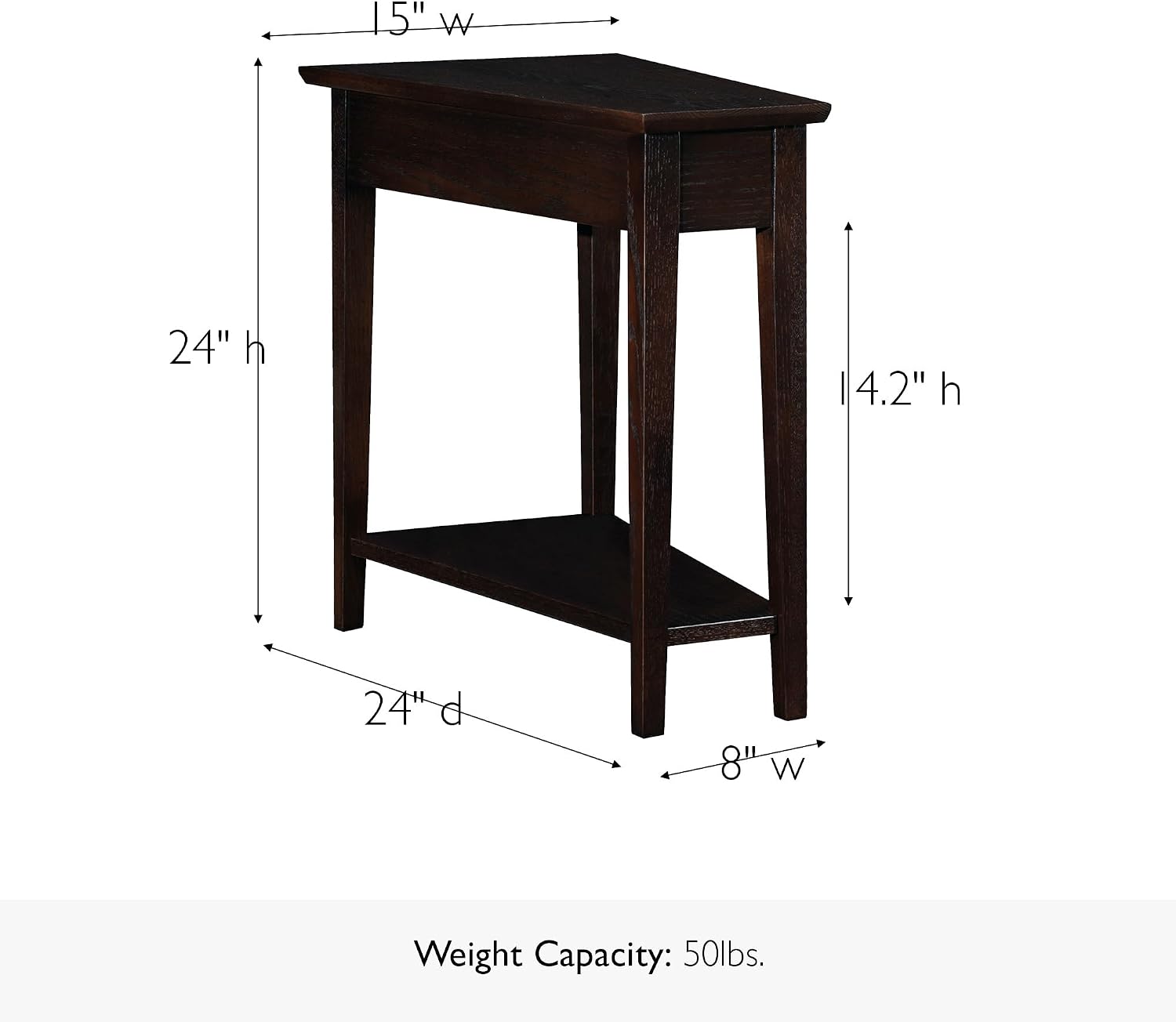 Leick Home Delton Wedge End Table, 17", Sienna