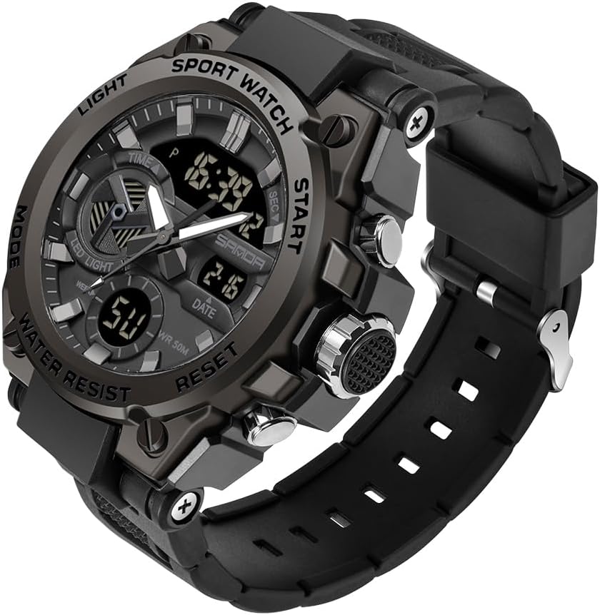 KXAITO Men's Watches Sports Outdoor Waterproof Military Watch Date Multi Function Tactics LED Alarm Stopwatch