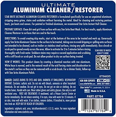 STAR BRITE Ultimate Aluminum Cleaner & Restorer - Aluminum Boat Cleaner - Perfect for Pontoon Boats, Jon Boats & Canoes (NO SPRAYER) - 64 OZ (087762)