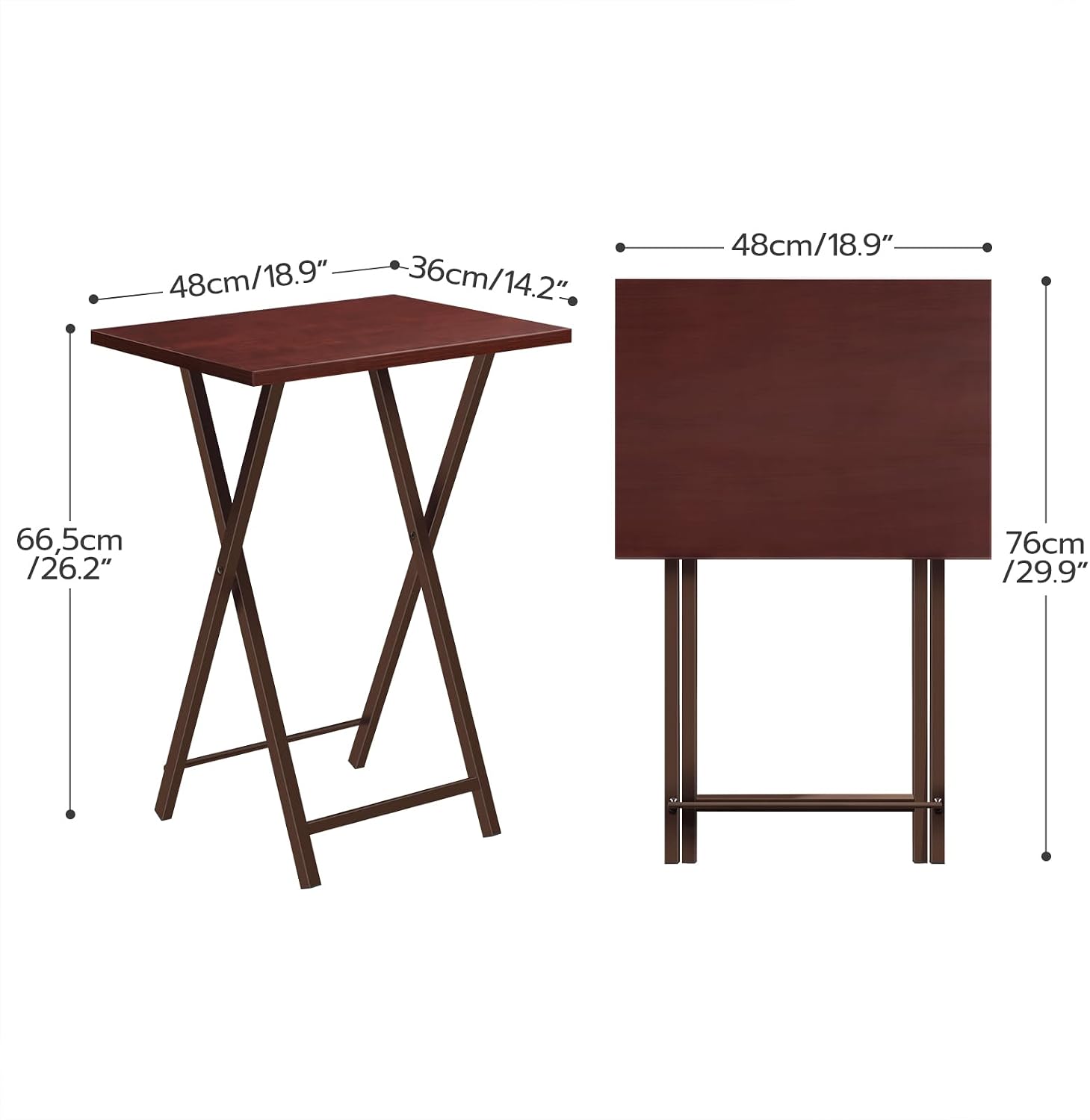HOOBRO Folding TV Tray Tables, Set of 2 Side Table for Small Space, Industrial Snack Tables for Eating at Couch, Stable Metal Frame, Easy Assembly
