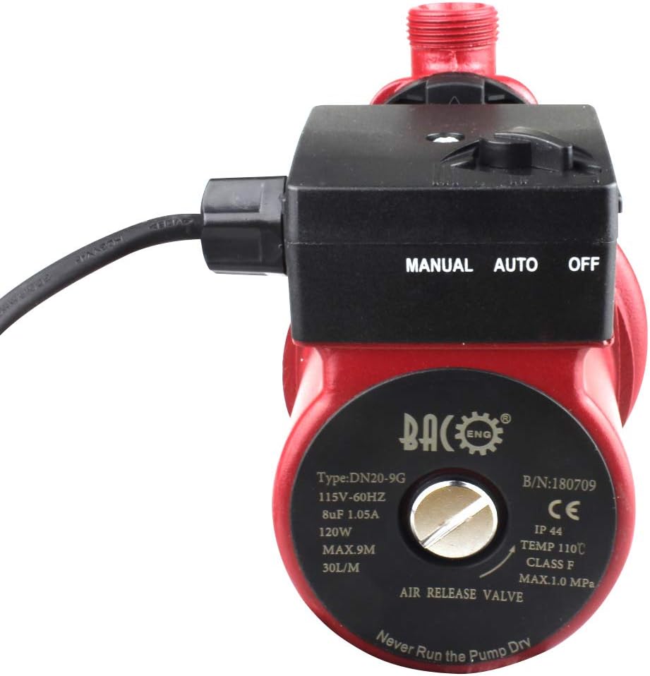 BACOENG Hot Water Recirculating Pump, Stainless Steel Head, Circulation Pump NPT 3/4", 3-Speed Control, Circulating Pump for Water Heater System