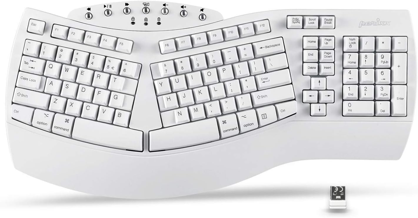 Perixx PERIBOARD-512B Wired Ergonomic Keyboard - Split Keyboard, Wrist Rest, Natural Typing - Wired USB Connectivity - US English - Black
