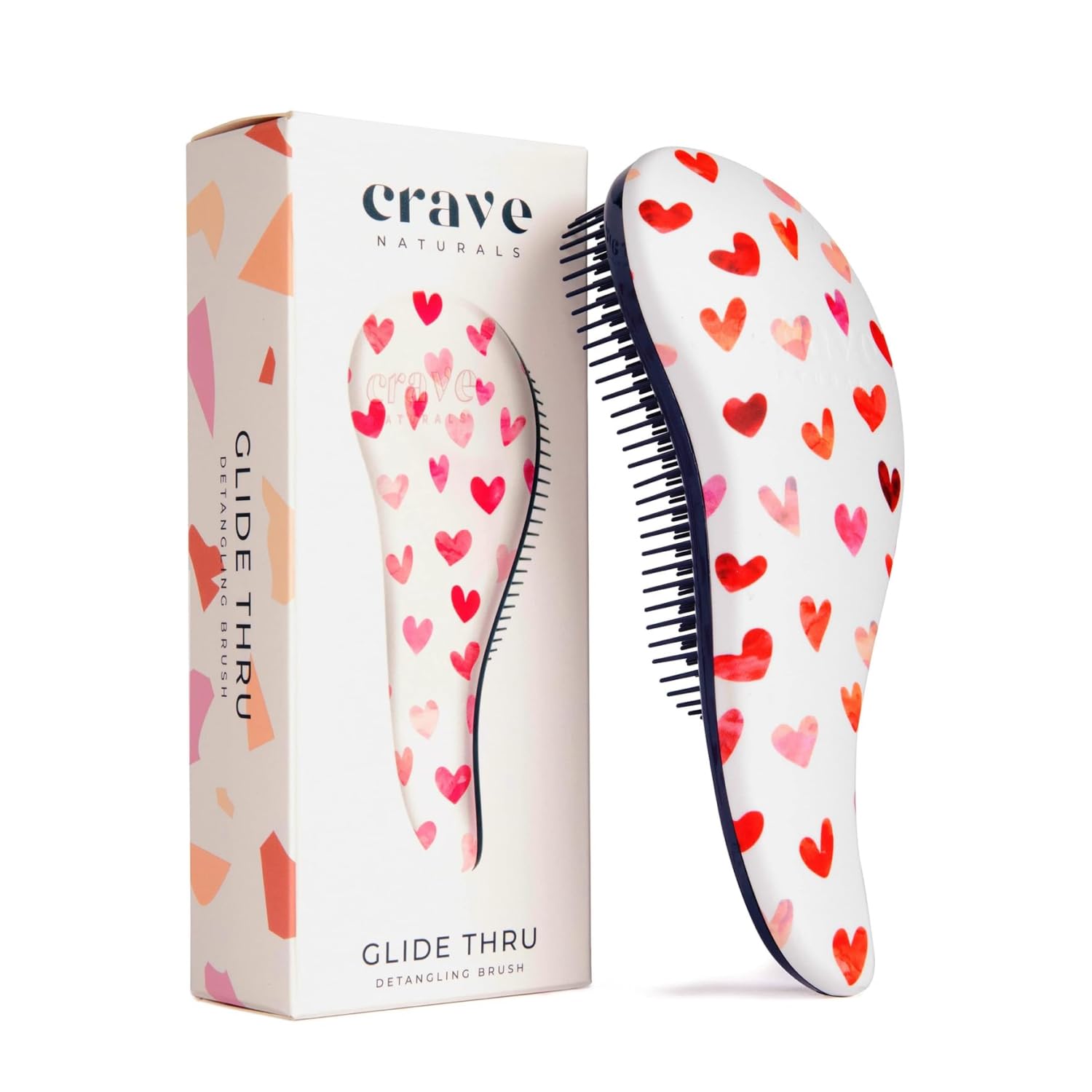Crave Naturals Glide Thru Hair Brush - Detangler Brush for Curly, Straight, Wet or Dry Hair - Gentle Detangling Brushes for Adults, Kids, Toddlers - Hair Accessories for Women, 7.5x3" - Pink