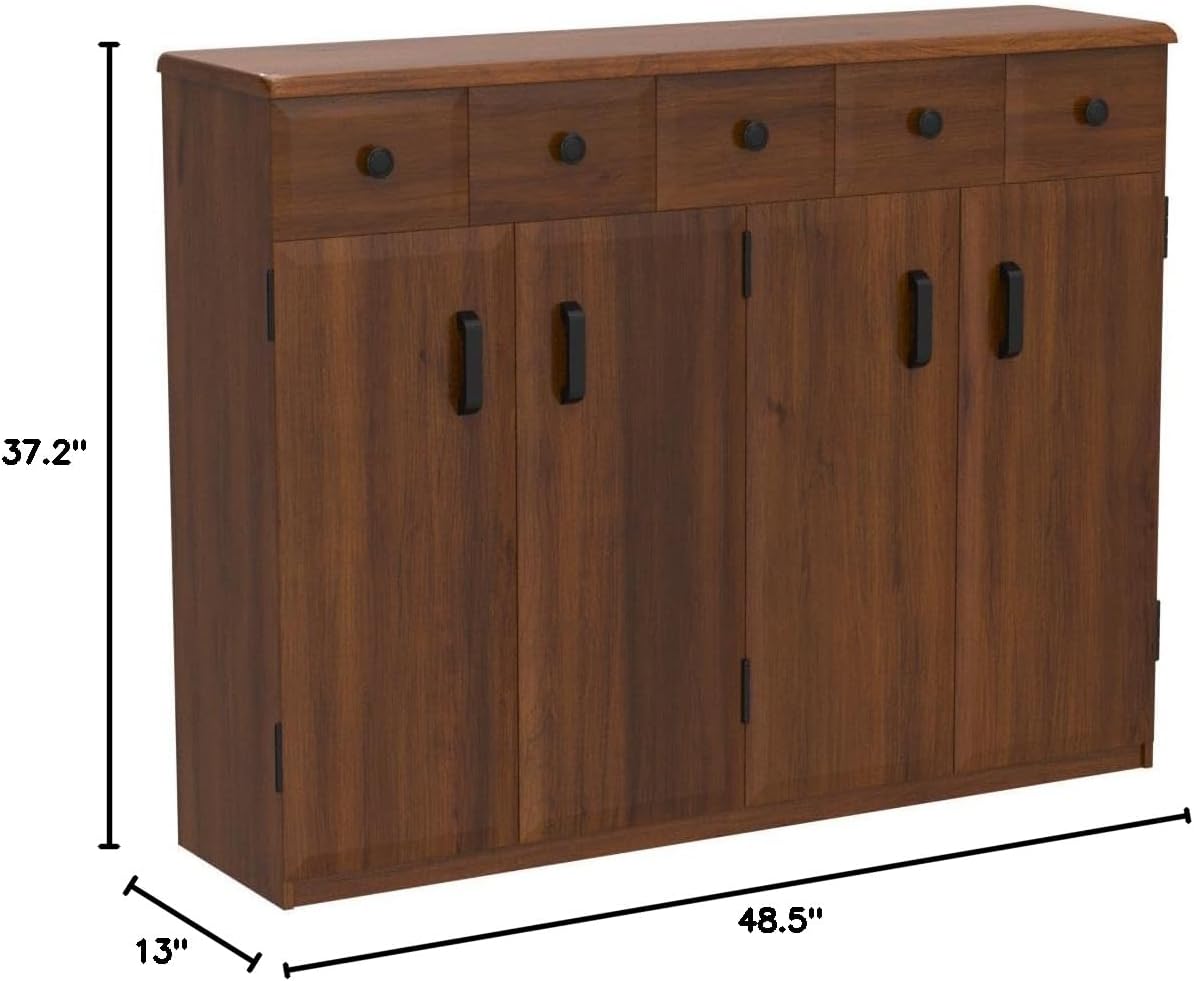 Venture Horizon Media Cabinet with Drawers- Walnut