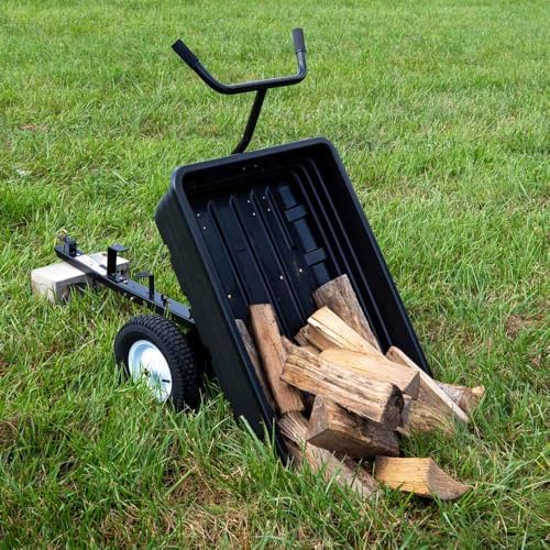 Titan Attachments 650 LB (10 Cu. Ft.) Economy Tow-Behind Poly Dump Cart for Lawn
