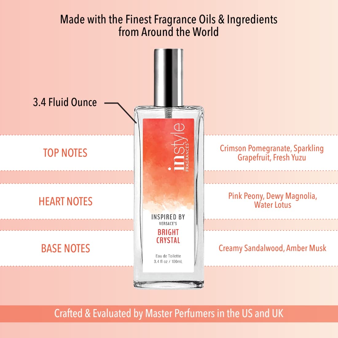 Instyle Fragrances | Inspired by Ralph Lauren's Romance | Women’s Eau de Toilette | Vegan, Paraben Free, Phthalate Free | Never Tested on Animals | 3.4 Fluid Ounces