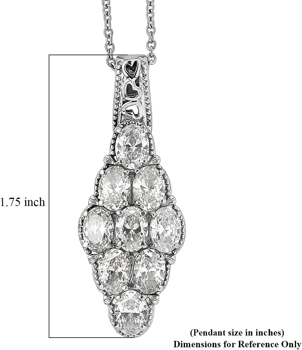 Cubic Zirconia Pendant Necklace in Stainless Steel 20 Inches