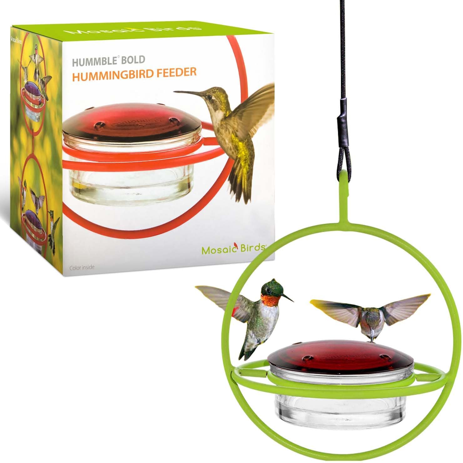 Hummingbird Feeder for Outdoors Hanging, 3.4 OZ Hummingbird Feeders, Glass Bowl with 4 Feeding Ports, Leak Proof Lid & Circular Perch, Bird Feeder (1, Red)