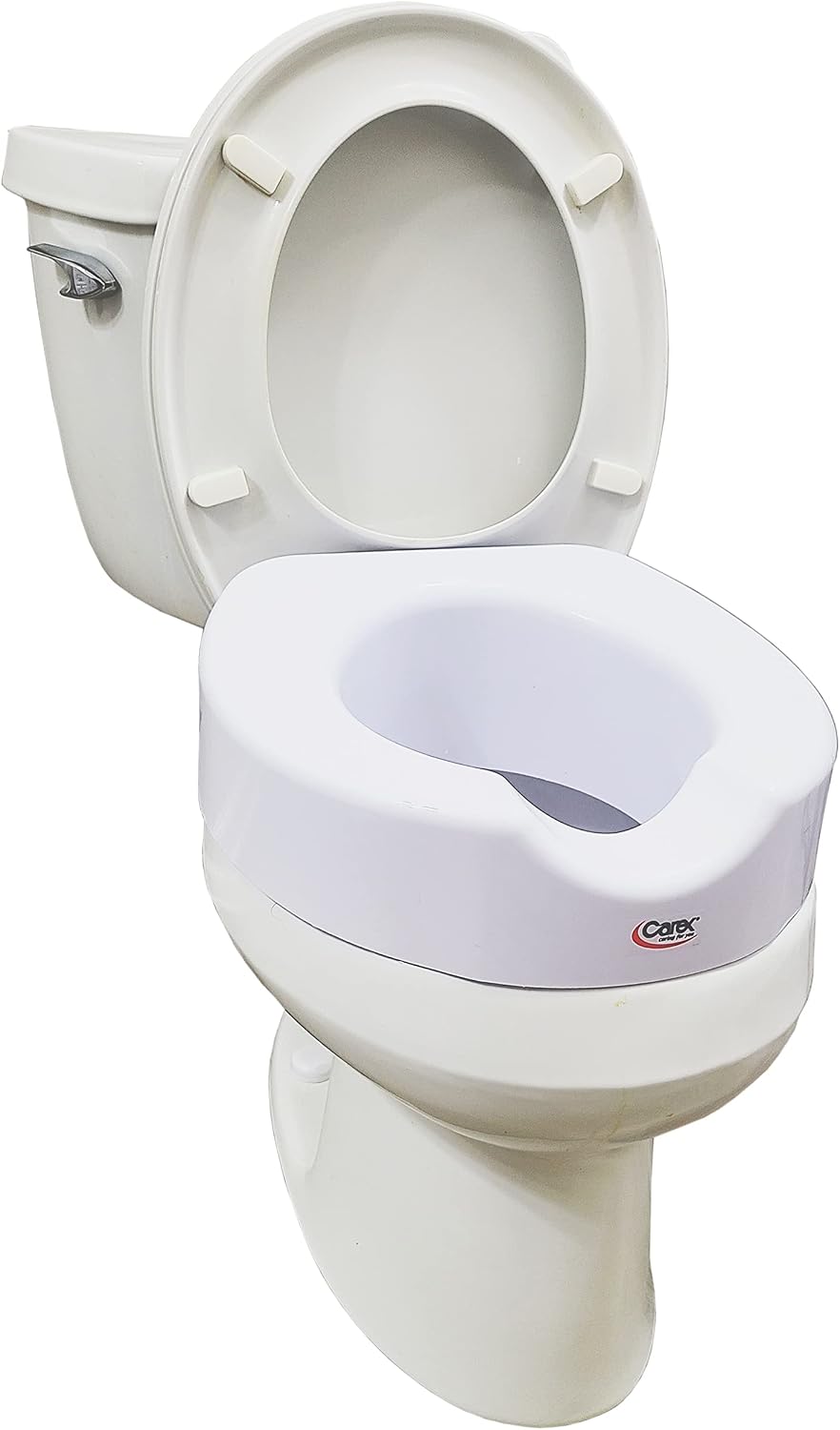 Carex Toilet Seat Riser with Quick-Lock, Raised Plastic Toilet Seat Adds 4” of Height - Fits Most Standard Round & Elongated Toilets