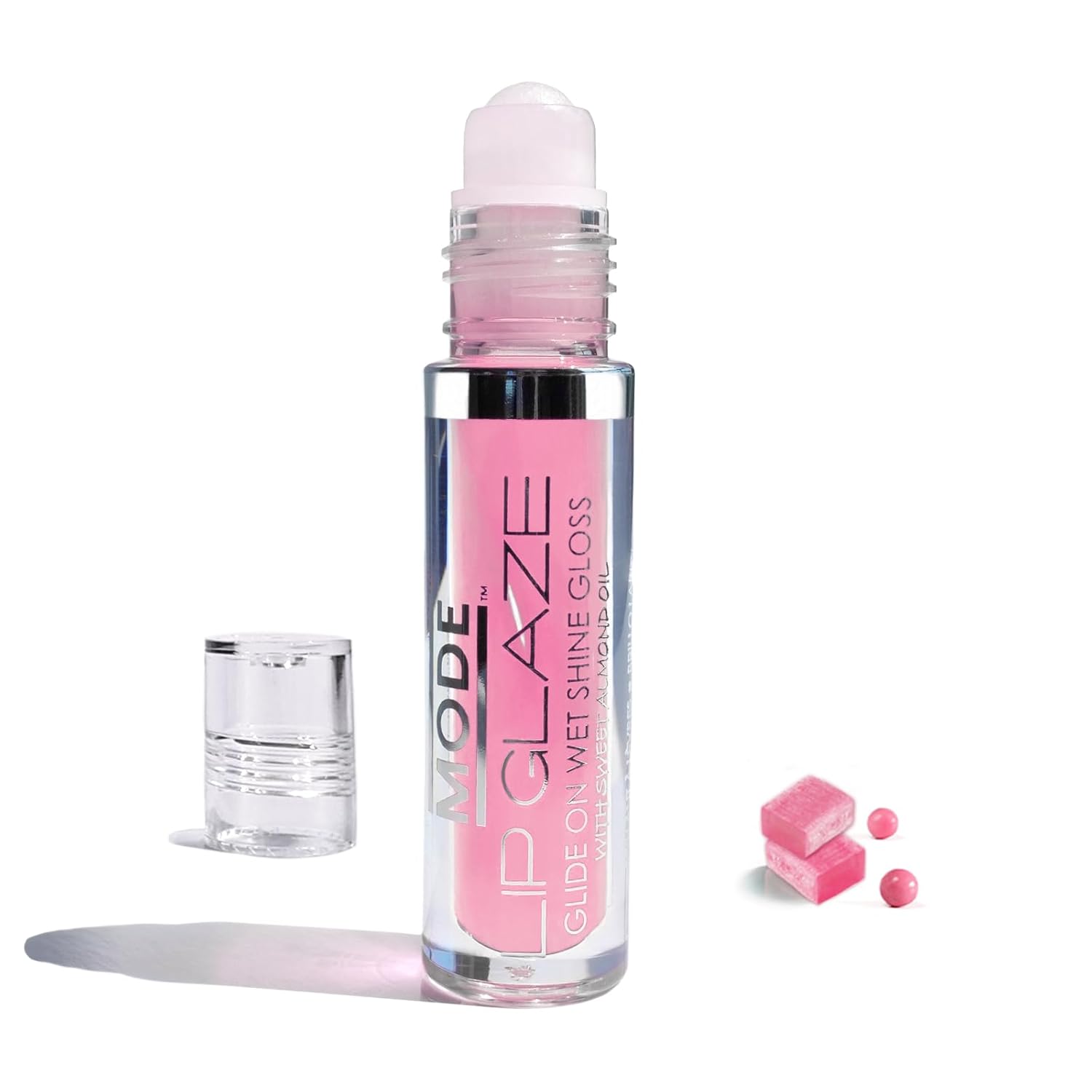 MODE Lip Glaze Cotton Candy Flavored Lip Gloss, Hydrating Sheer Wet Shine, Skincare Fruit Oils