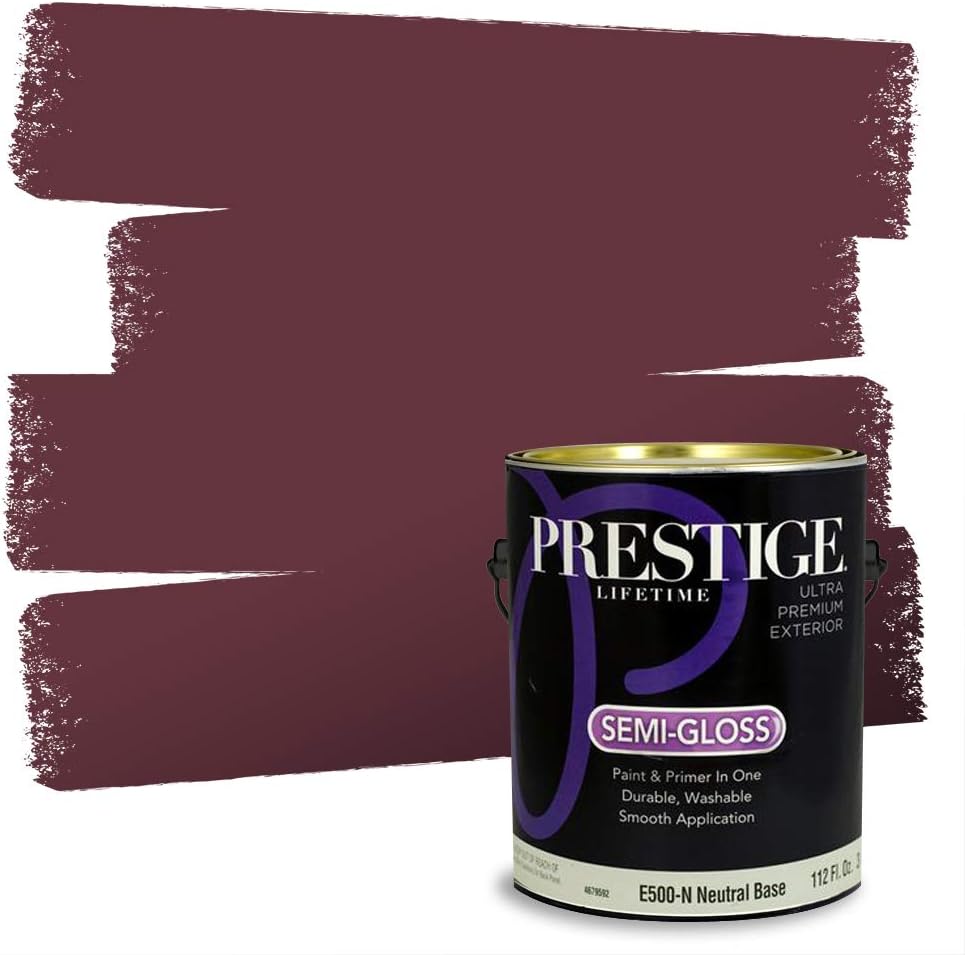 PRESTIGE E500-P-SW6303 Exterior Paint and Primer in One, 1-Gallon, Semi-Gloss, Comparable Match of Sherwin Williams Rose Colored, 1 Gallon, SW17-Rose