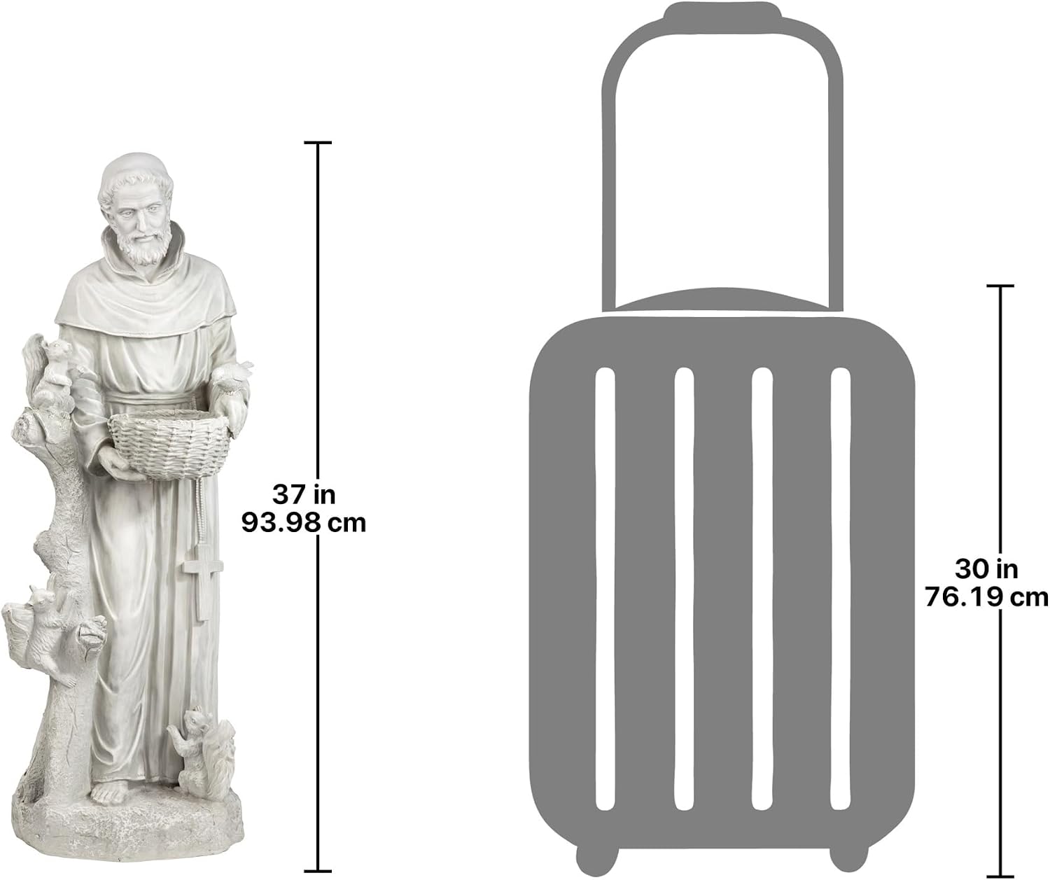Design Toscano Francis of Assisi Blessing Religious Garden Decor Statue with Bird Bath Feeder, 19 inches Tall, Cast Stone Resin, Gray Stone Finish