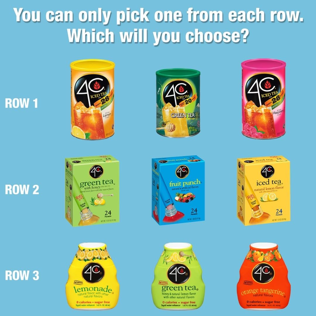 4C Powder Drink Mix Packets, Cranberry Pomegranate 1 Pack, 20 Count, Singles Stix On the Go, Refreshing Sugar Free Water Flavorings