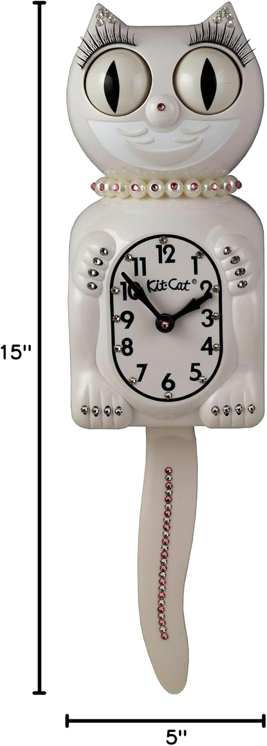 Kit Cat Klock Limited Edition Pink/White Crystals Jeweled Clock