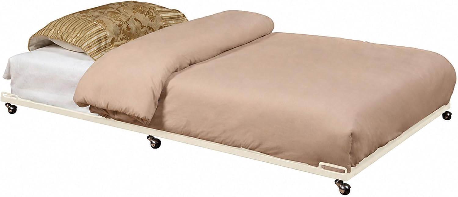 2K Furniture Designs - Twin Size Black Metal Roll Out Trundle Bed Frame for Daybed | Space-Saving Guest Bed - Slides Under Daybeds for Overnight Visitors, Dorms, and Small Spaces