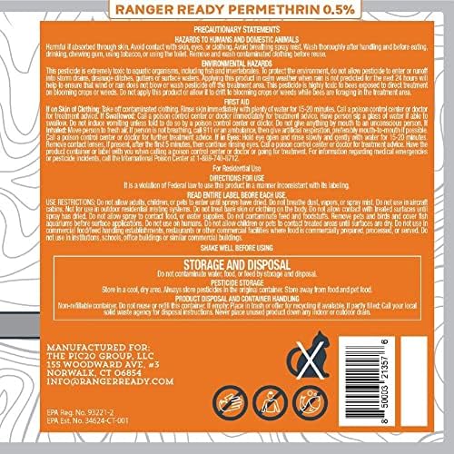 Ranger Ready P2Pak Permethrin + Picaridin Insect Repellent, Scent Zero 8 Oz