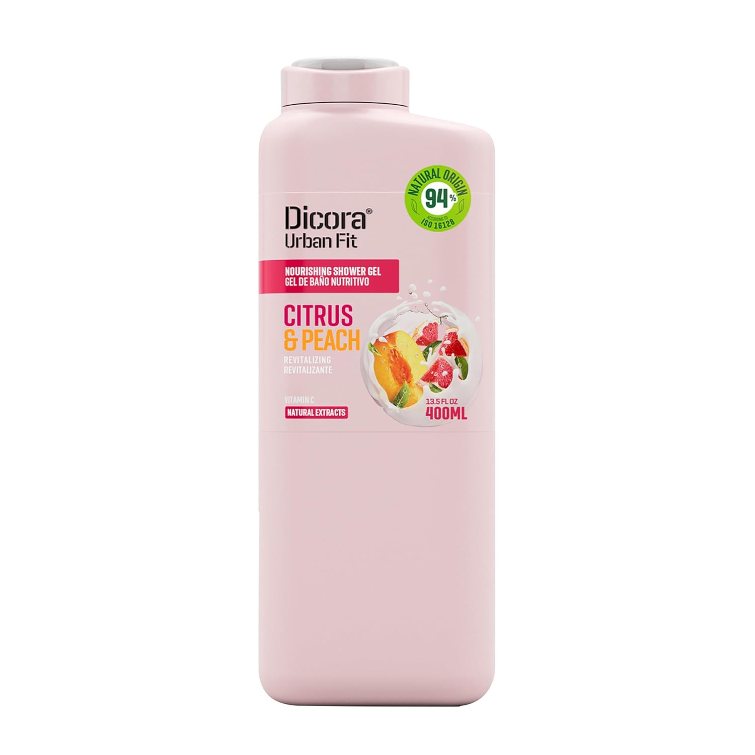 Dicora Urban Fit Shower Gel - Women and Mens Body Wash for All-Day Hydration - Prevents Premature Aging with Vitamin C - Citrus and Peach - 25.4 oz