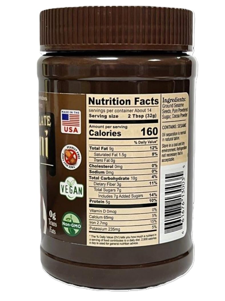 Sesame King Chocolate Sesame Tahini Spread - 16 oz | Dairy-Free, Nut-Free, Gluten-Free