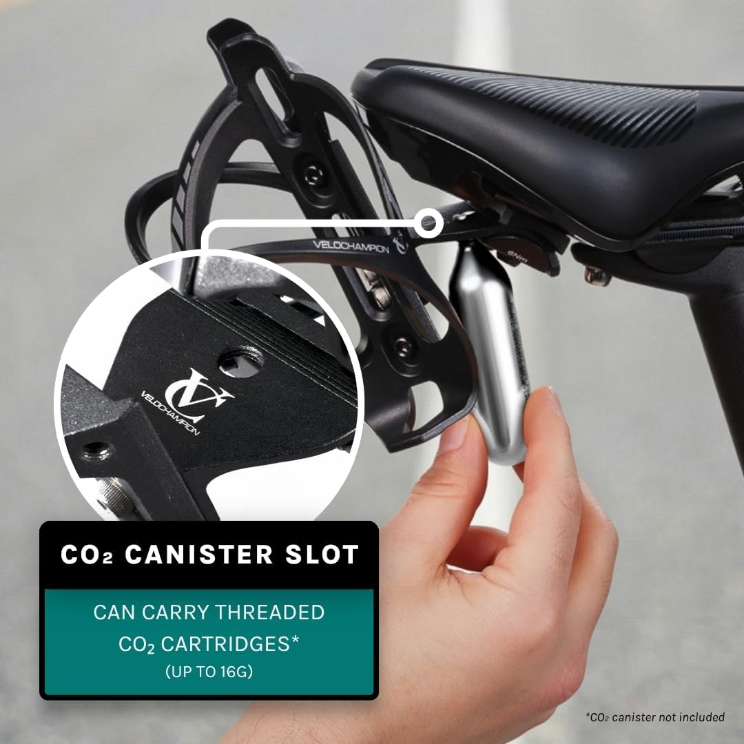 VeloChampion Universal Bike Water Bottle Holder Mount & 2 Cages, Standard | Rear Bike Saddle Bottle Cage Mount for Triathlon & Road Cycling. Holds 2 Bottles up to 750ml, Fits Saddle Rails 50-80mm