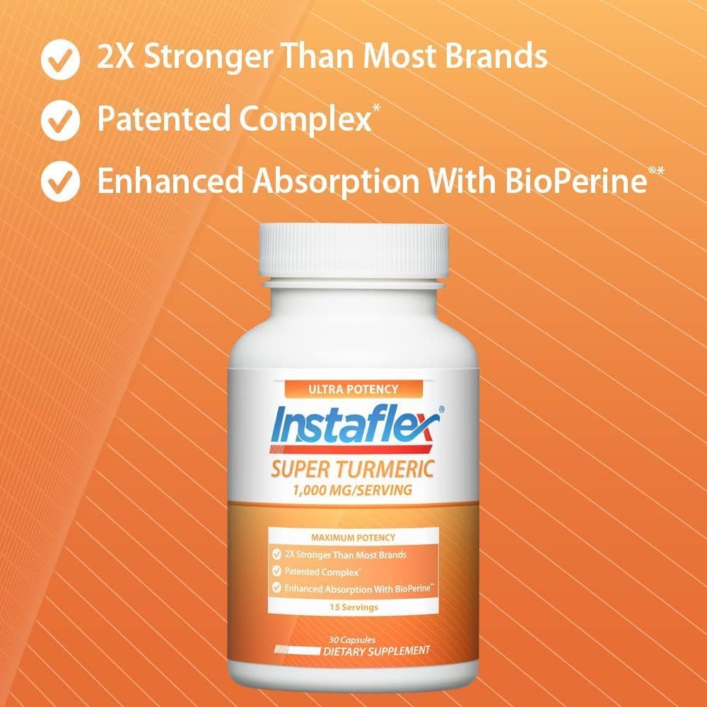 Instaflex Super Turmeric Joint Support, 1000mg Turmeric, BioPerine - 30ct | Enhanced Absorbtion, Joint Supplements