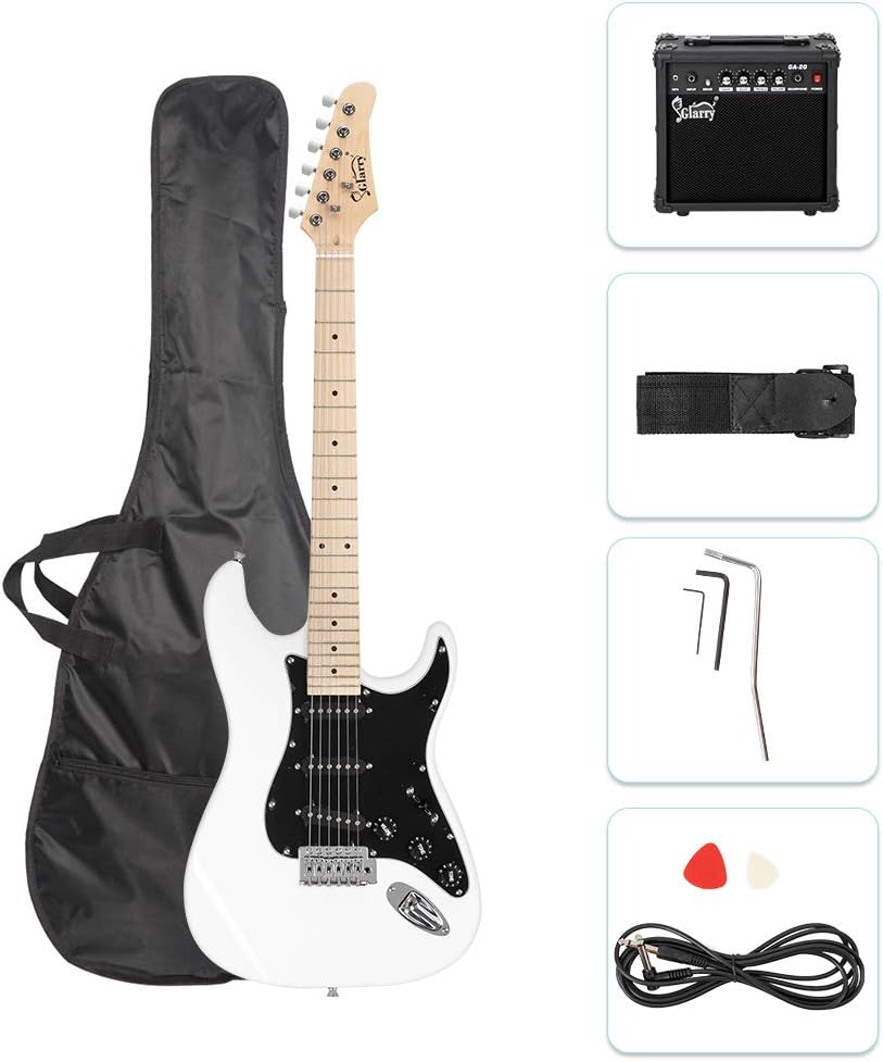 GLARRY Full Size Electric Guitar for Music Lover Beginner with 20W Amp and Accessories Pack Guitar Bag (DARK BLUE, 39" Right Handed)