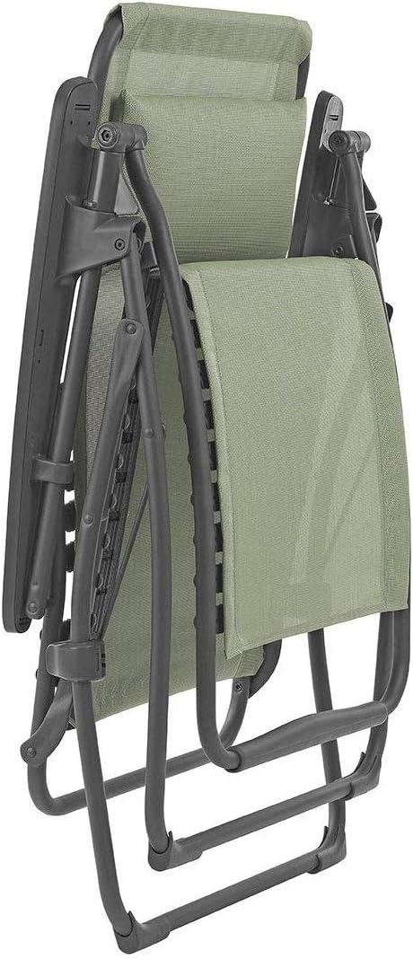 Lafuma Futura Series Patio and Poolside Zero Gravity Outdoor Lounge Recliner Chair with Adjustable and Removable Headrest, Moss Green