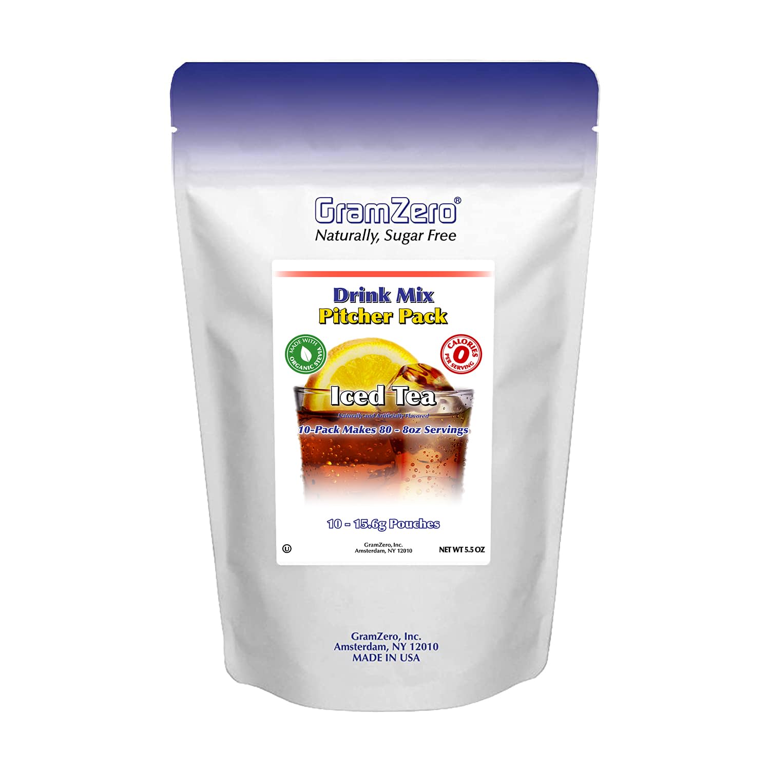 GramZero Raspberry Blush, Sugar Free Drink Mix, Pitcher Pack, Great For Nutrition Club Loaded Tea, Zero Calorie, Stevia Sweetened