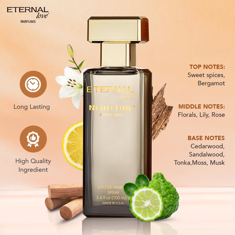 Eternal Love for Women - Long Lasting Eau de Parfum Spray - Premium Floral Fragrance with Peach & Sandalwood - Soft Feminine Scent - 3.4oz