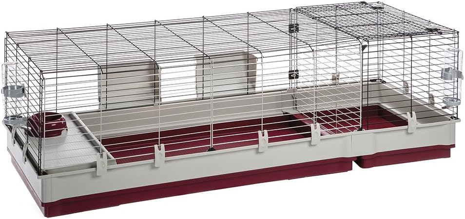 Ferplast Krolik XXL Rabbit Cage w/Wire Extension | Rabbit Cage Includes All Accessories & Measures 63.8L x 23.62W x 19.68H Inches | 1-Year Warranty
