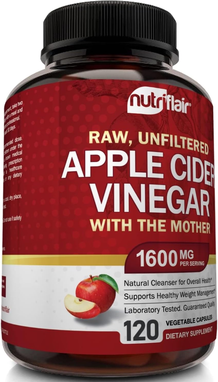 Apple Cider Vinegar Capsules with The Mother - 120 Vegan ACV Pills - Best Supplement for Healthy Weight Loss, Diet, Keto, Digestion, Detox