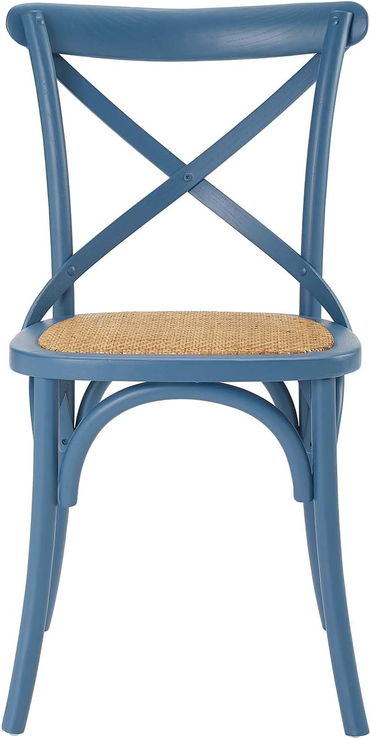 Modway Gear Rustic Modern Farmhouse Elm Wood Rattan Dining Chair in Gray