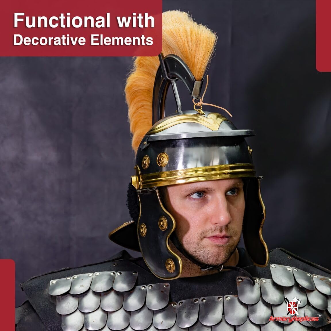 Armory Replicas Maximus Roman Gladiator Blackened 18g Helmet