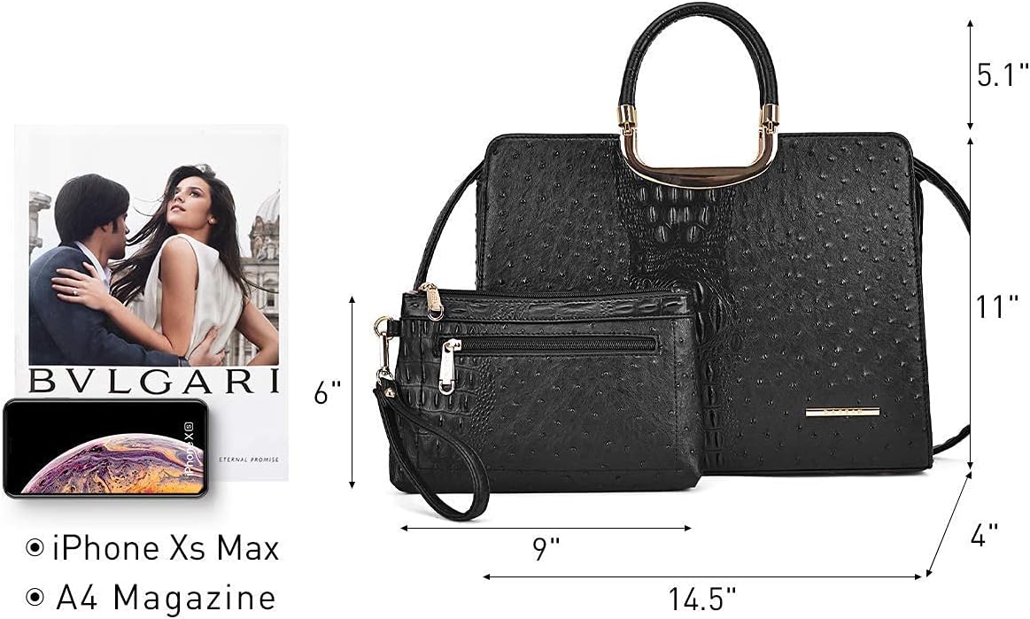 Womens Handbag Top Handle Shoulder Bag Tote Satchel Purse Work Bag with Matching Wallet