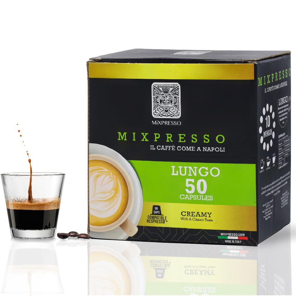 Mixpresso Classe Coffee Espresso Capsules Compatible With Nespresso Original Brewers, Single Cup Coffee Pods 100% from Italy, Medium Roast 80% Arabica Espresso, 50 Count Coffee Capsule Intensity 8/12 | 50 Count Single Cup Coffee Pods Compatible With Nesp…