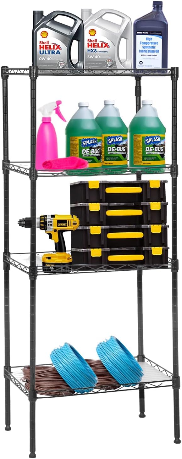 PayLessHere | 6-Tier Wire Shelf with Wheels | 45"x18"x82" | Black