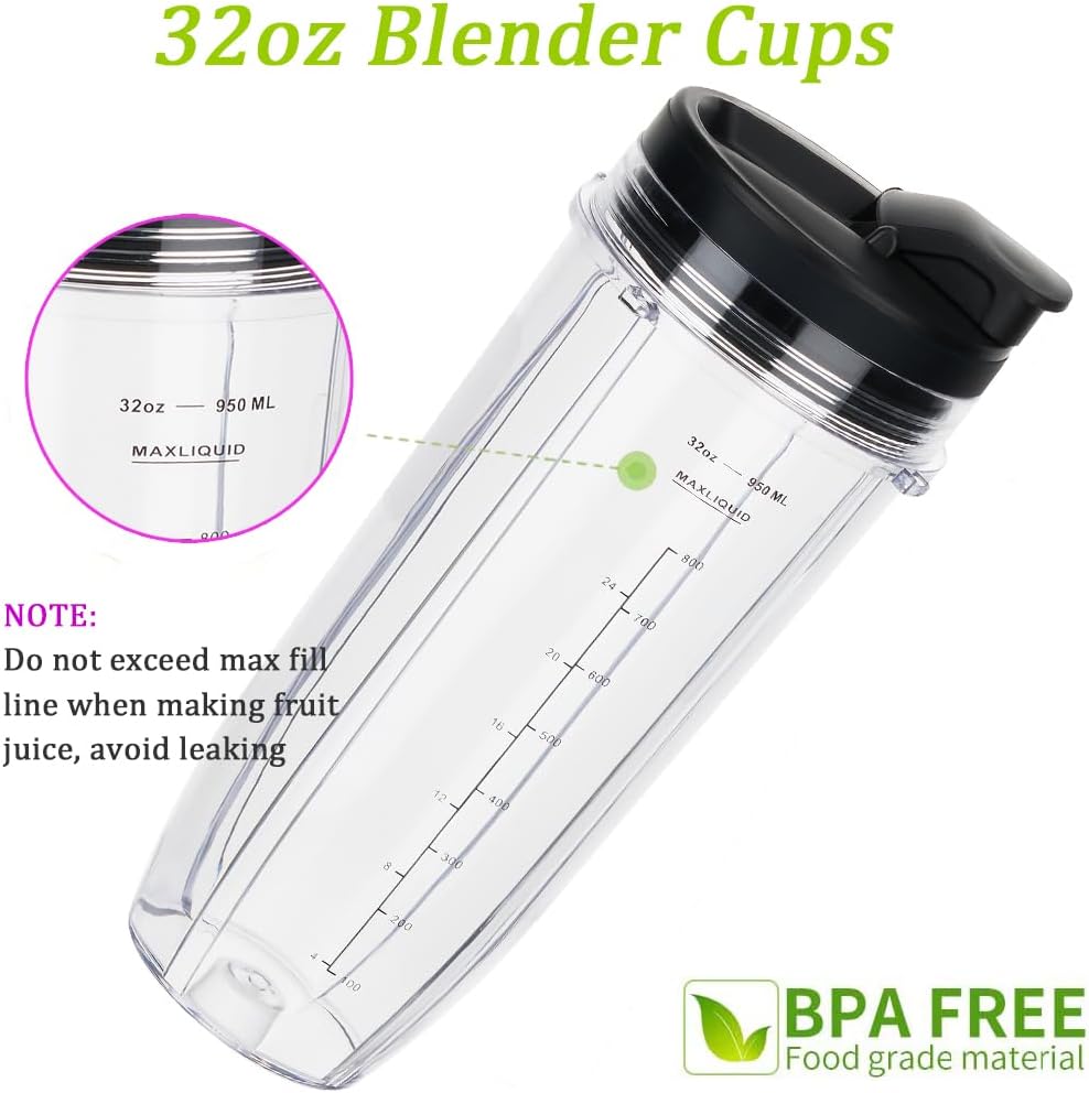 Replacement 24oz Blender Cup with Sip & Seal Lid For Nutri Ninja BL450 BL456 BL480 BL482 BL640 BL642 BL682 BN751 BN801 Foodi SS101 SS151 SS351 SS401